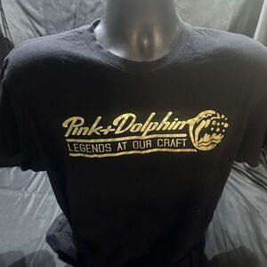 Pink Dolphin Black T-Shirt-legends of our craft-size L-#499